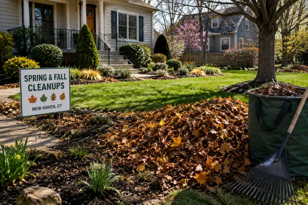 Fall and spring landscaping cleanup in New Haven CT