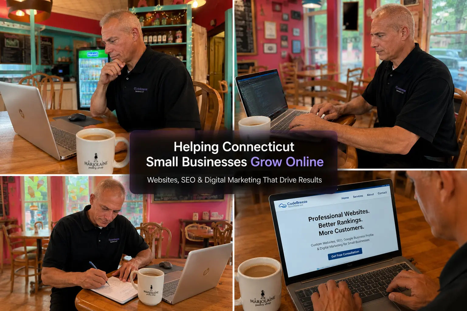 Kevin Mohan working on websites, SEO, and digital marketing for Connecticut small businesses